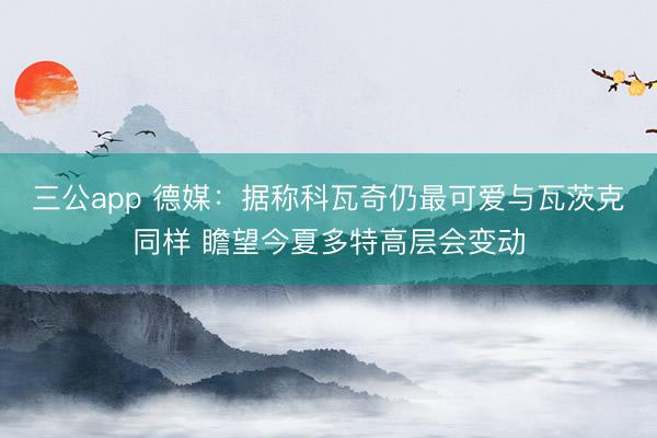 三公app 德媒：据称科瓦奇仍最可爱与瓦茨克同样 瞻望今夏多特高层会变动