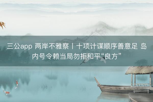 三公app 两岸不雅察丨十项计谋顺序善意足 岛内号令赖当局勿拒和平“良方”