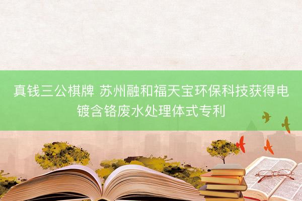 真钱三公棋牌 苏州融和福天宝环保科技获得电镀含铬废水处理体式专利