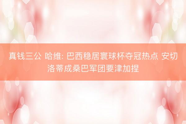 真钱三公 哈维: 巴西稳居寰球杯夺冠热点 安切洛蒂成桑巴军团要津加捏