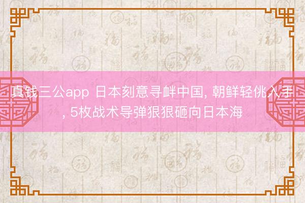 真钱三公app 日本刻意寻衅中国, 朝鲜轻佻入手, 5枚战术导弹狠狠砸向日本海