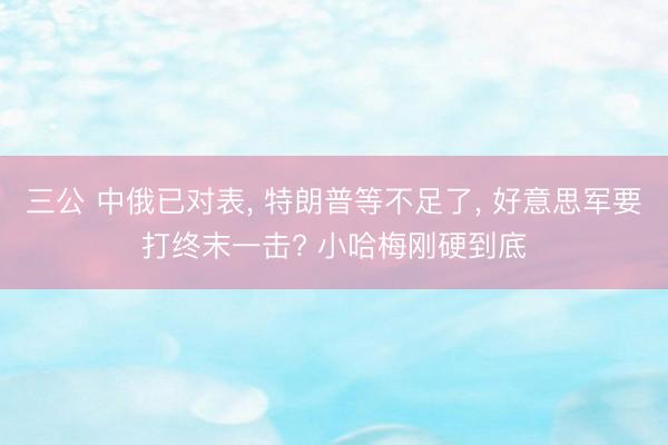 三公 中俄已对表, 特朗普等不足了, 好意思军要打终末一击? 小哈梅刚硬到底